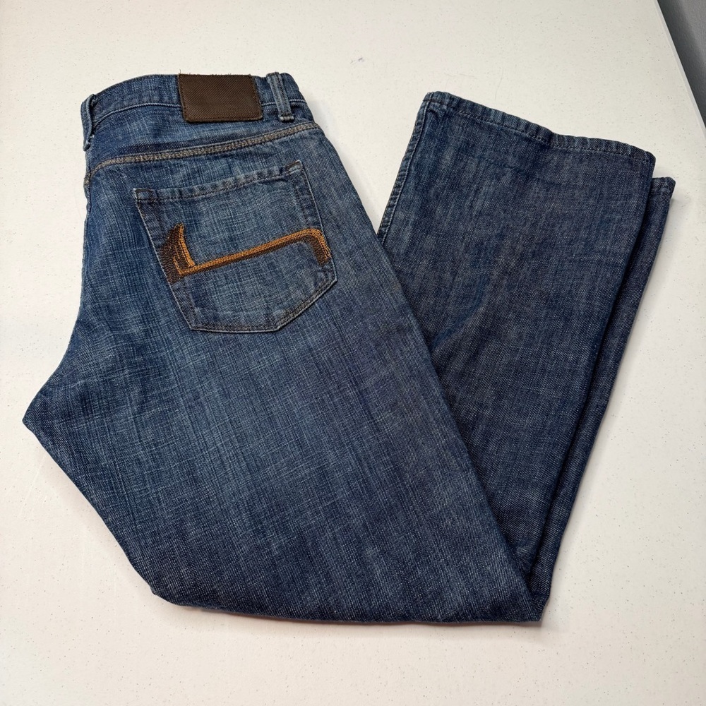 Perry Ellis Premium Denim Button Fly Jeans Mens 33x30 Blue Indigo Straight - Picture 11 of 14